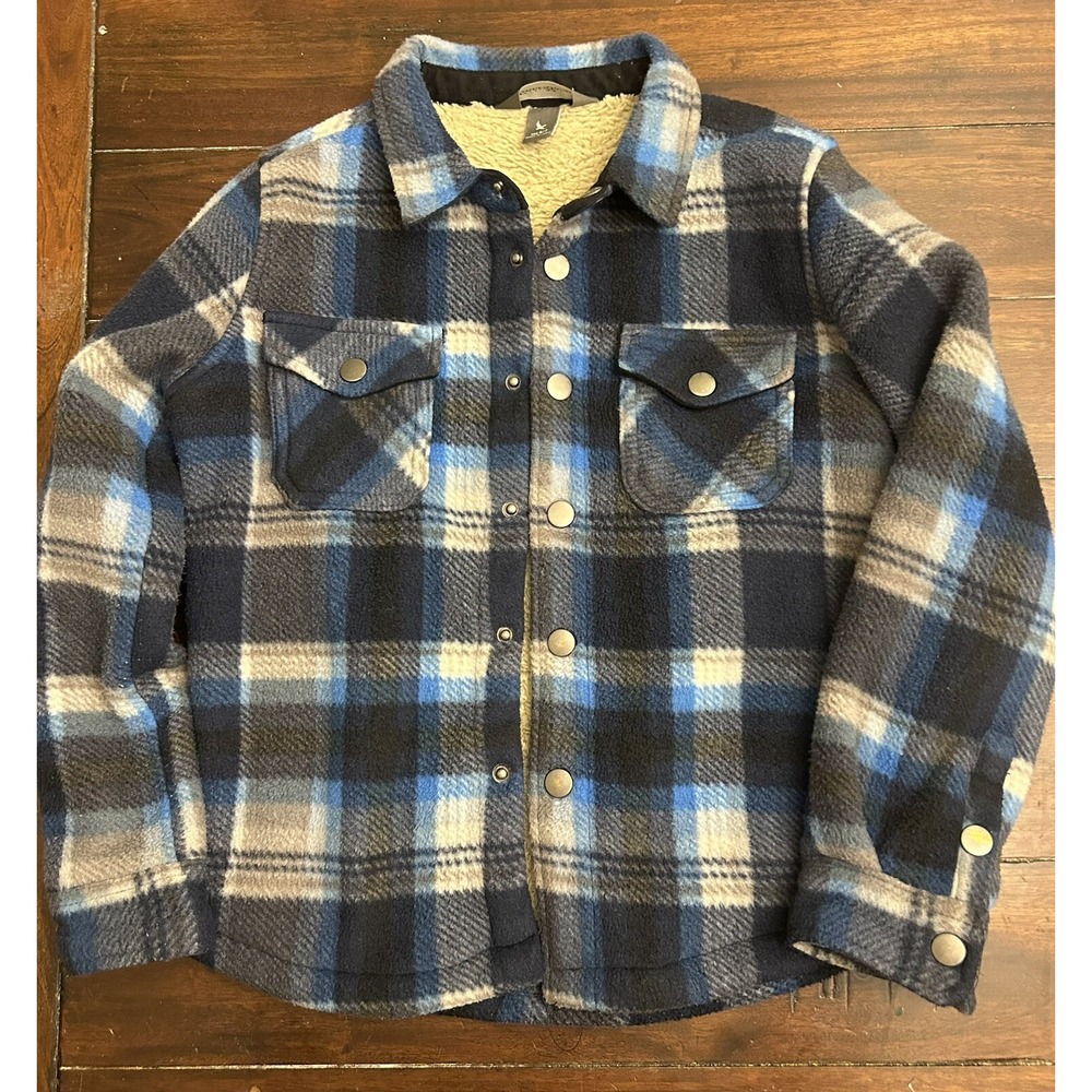 Eddie Bauer Kids 6/7 Lined Flannel Jacket Blue Brown